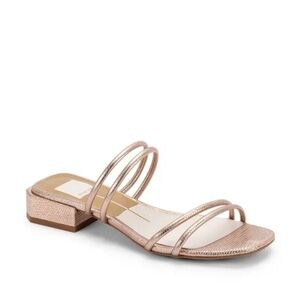 Dolce Vita Haize Strappy Slide Sandal - Rose Gold Embossed
